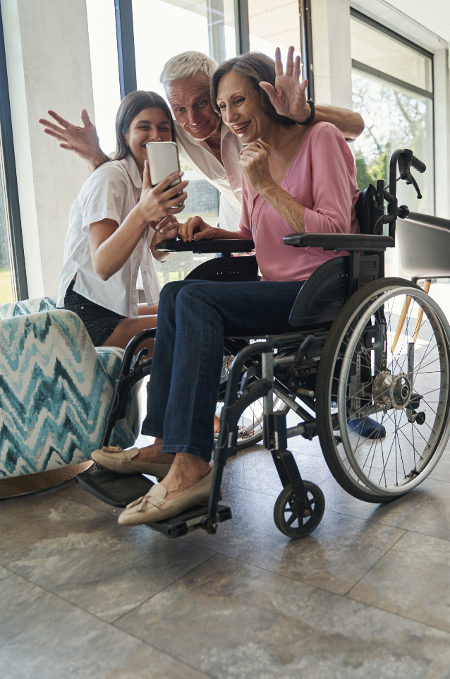 Residents enjoying a lighthearted conversation